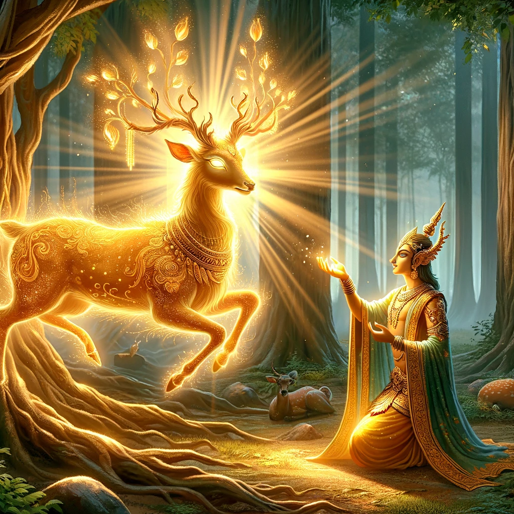 Maareecha Assumes the Form of a Golden Deer